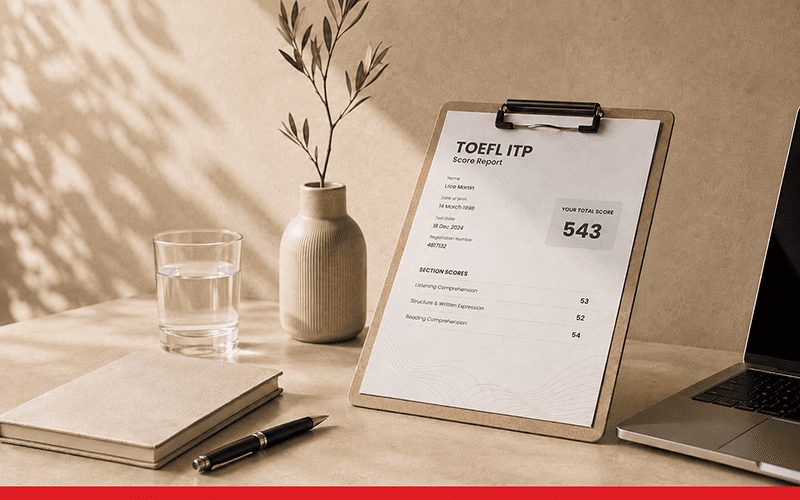 Que contient l'attestation de score TOEFL ITP ?