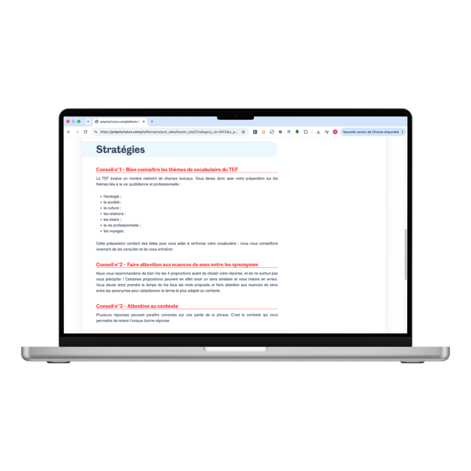Exercice corrigé dans la plateforme PrepMyFuture